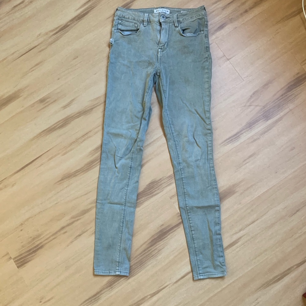 Light green bullhead high-rise pants